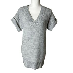 J.CREW Women’s Gray Super Fine Alpaca/Marino Wool Deep V Neck Sweater Size XS